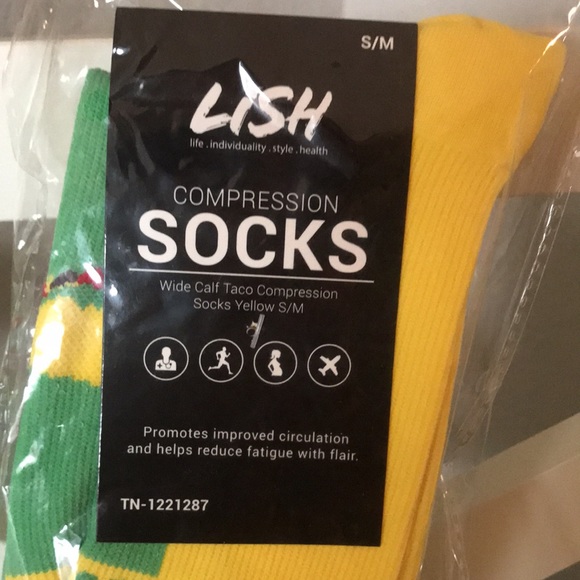 S-M Lish Taco Compression Socks Bright Green and Yellow 🌮 Gag Gift Funny - Picture 3 of 5